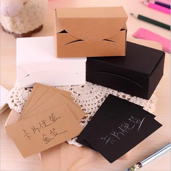 

100 pcs/lot DIY Kraft Black and Whte Paper Greeting Cards for Scrapbooking Postcards Message Gift Student 463