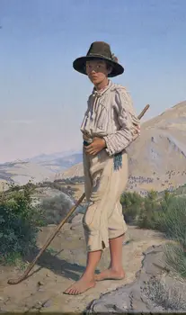 

perfect oil painting handpainted on canvas An Italian shepherd boy #free shipping