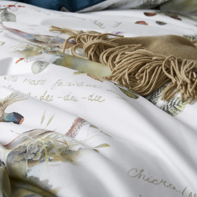 Винтажный цветочный набор пододеяльников для пуховых одеял с птицами, много цветов, шелковистый Комплект постельного белья из египетского хлопка, простыня, подушка, shams queen King size