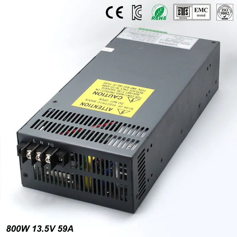 

Single Output Switching power supply 13.5V 59A 800W Transformer 110V 220V AC To DC 13.5 V SMPS For Electronics Led Strip Display