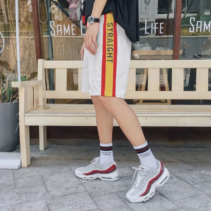 Мужские повседневные брюки в полоску с английским принтом|Шорты| |