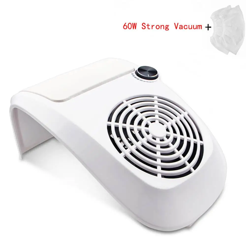 

60W Powerful Nail Dust Suction Collector Vacuum Cleaner Machine with 2 Dust Collecting Bag Nail Art Equipment Nail Salon Tools