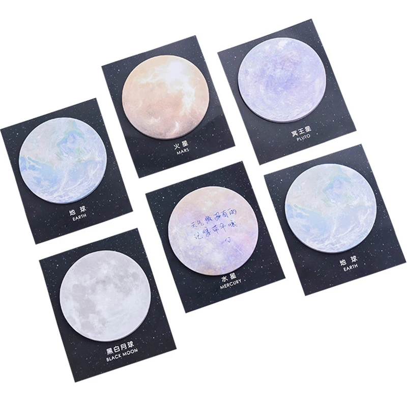 

3PCS Creative Planet Galaxy Memo Pad Moon Star Stickers Stationery Cute Fancy Notepads Office Notebook School Notepad Post Thing