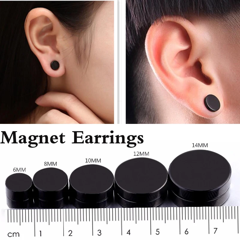 Black Magnet Earring Uni Fashion Jewelry No Piercing Stud Black Magnet Earring Uni Fashion Jewelry No Piercing Stud Earrings Fake Ear Plug For Men Women 4pcs In From Accessories On
