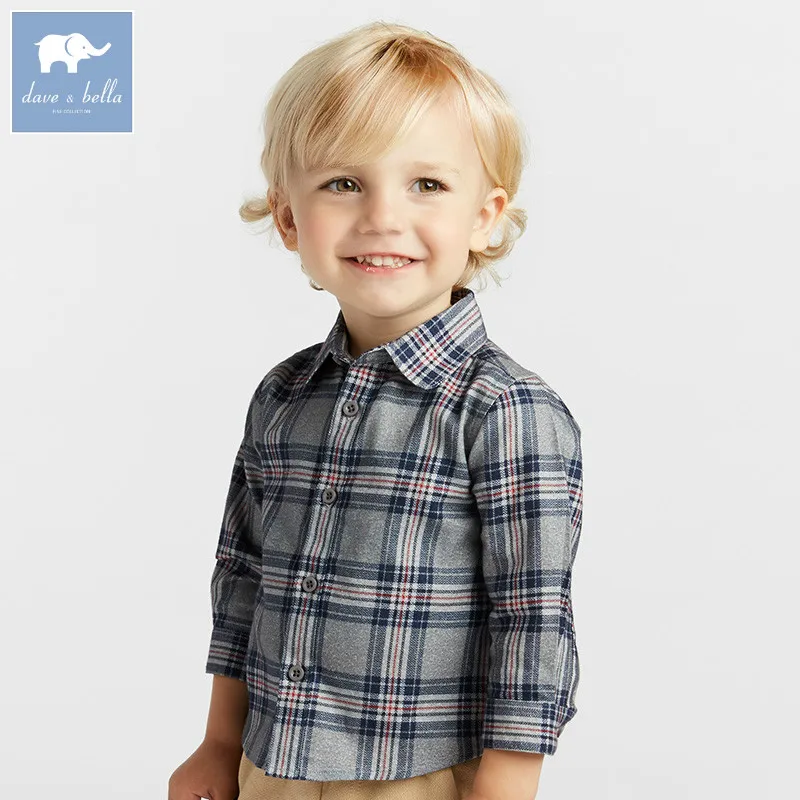 

DB8685 dave bella autumn baby boys shirt boys plaid clothes kids boutique shirts children high quality top
