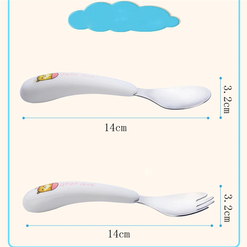 2x маленьких вилка для приема пищи ложка мультфильм Palm мелкая ложка для кормления обучения детей AU