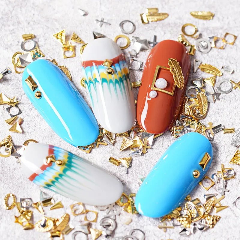 

Manicurara Mixed 3D DIY Hollow Metal Frame Gold Rivet Manicure Accessories Nail Art Decorations DIY Shell Slider Nail Studs