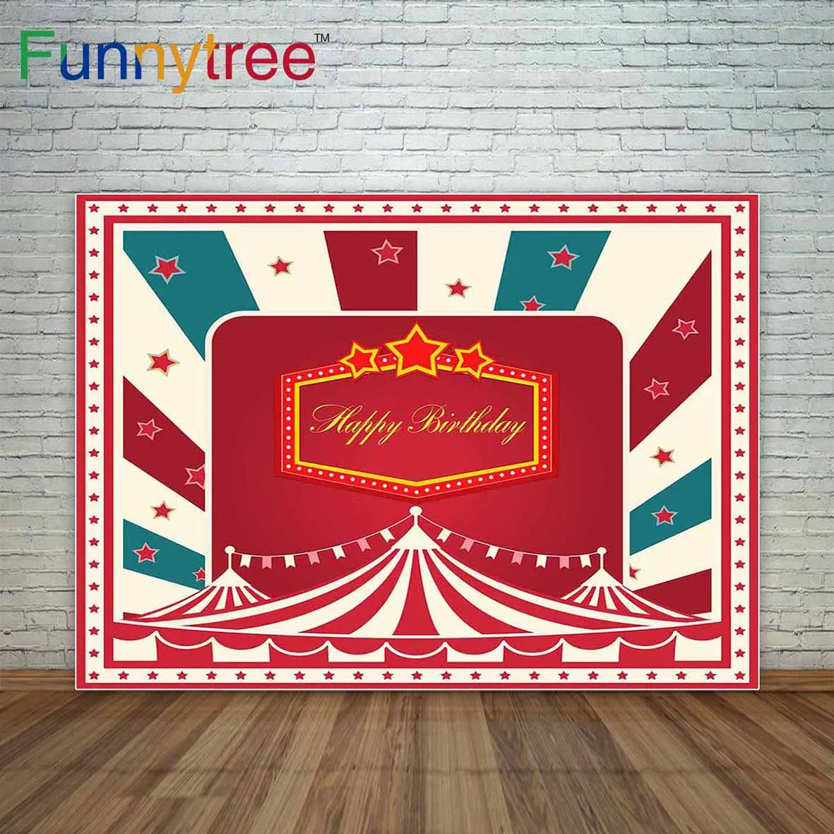 

Birthday background Circus stars stripes red and green colors a photo new photographic backdrops cloths vinyl