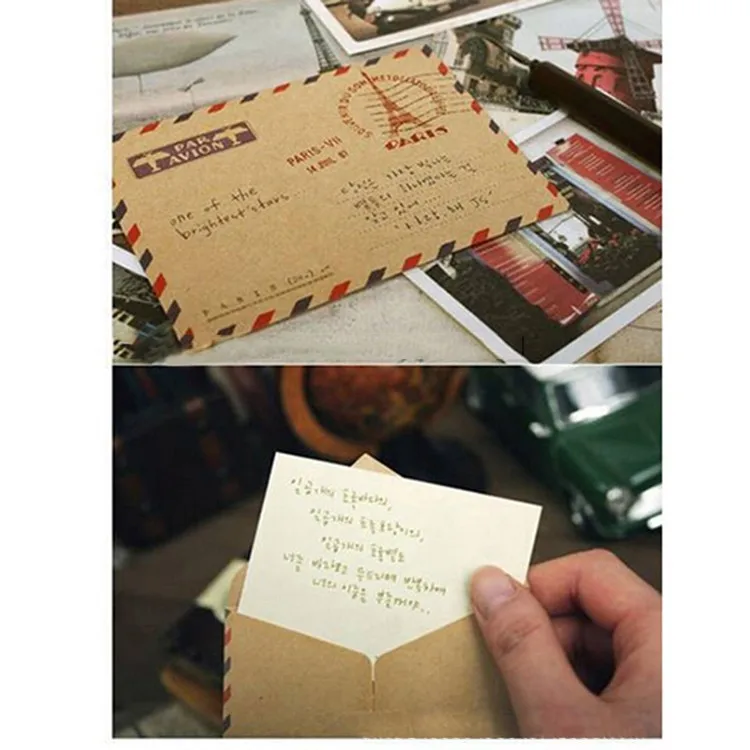 10 шт. конверт ностальгические открытка письмо стационарных хранения коричневый Kraft бумага Винтажный конверт миниатюрный подарок 9,6*7,3 см