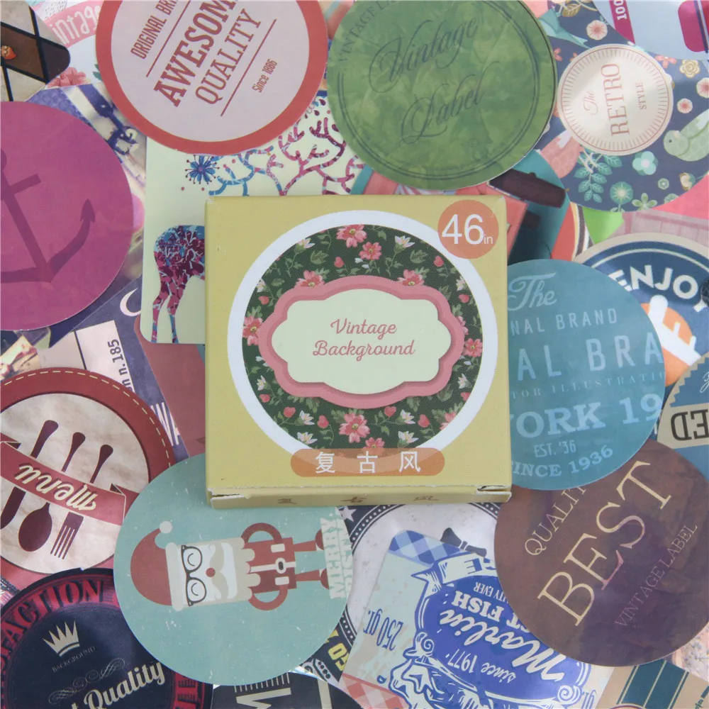 46pcs//box Ice Cream Stickers Sealing Diary Label Travel Sticker DIY Scrapbooking