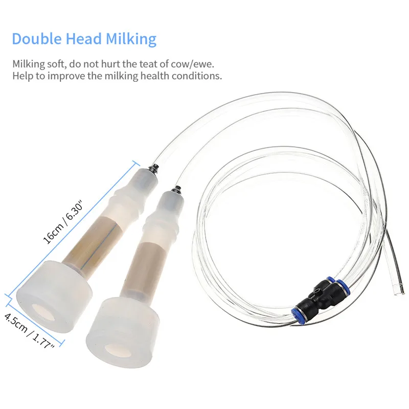 3L Milking Machine Goat Sheep Cow Electric Impulse Milker Double Teats Manual Milker Automatic Vacuum Pump Stainless Steel USEU (6)