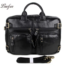 Мужской кожаный деловой портфель из мягкой коровьей кожи 15 дюймов сумка для ноутбука Большая вместительная сумка через плечо черная