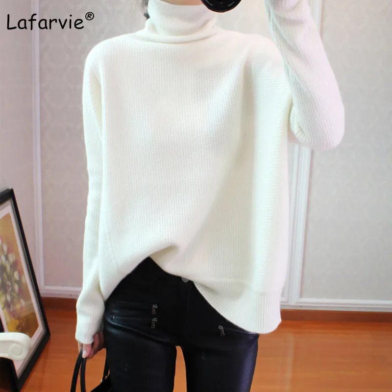 Lafarvie Cashmere Blended Turtleneck Knitted Sweater Women Autumn Winter Long Sleeve Casual Loose Thick Warm Pullover Female Lafarvie Cashmere Blended Turtleneck Knitted Sweater Women Autumn Winter Long Sleeve Casual Loose Thick Warm Pullover Female