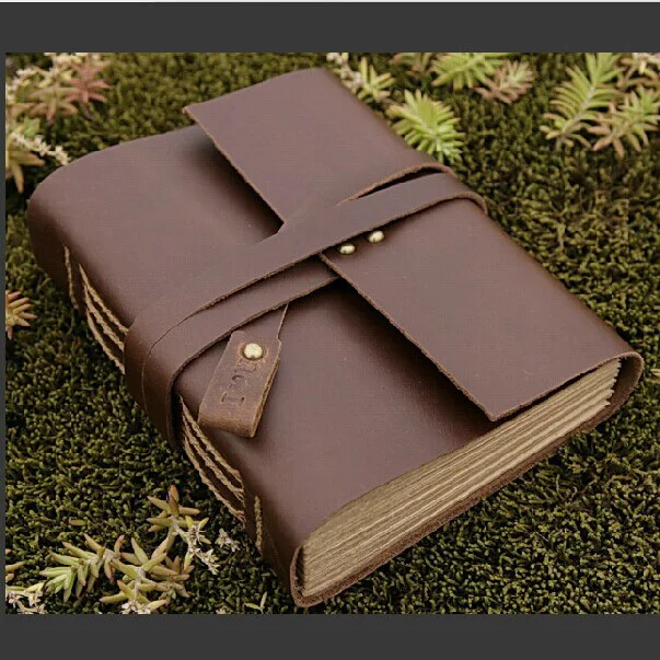 Винтажный блокнот из натуральной кожи ручной работы, крафт-бумага, Дневник Блокнот Книга, школьные принадлежности, офисные канцелярские принадлежности, подарок - Цвет: Brown
