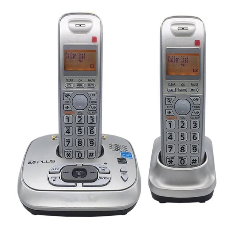 2 الهاتف Dect 6.0 الرقمية هاتف لاسلكي مع الجواب آلة صوت البريد الخلفية الثابتة الهاتف ل مكتب المنزل تجارية (سابقا)