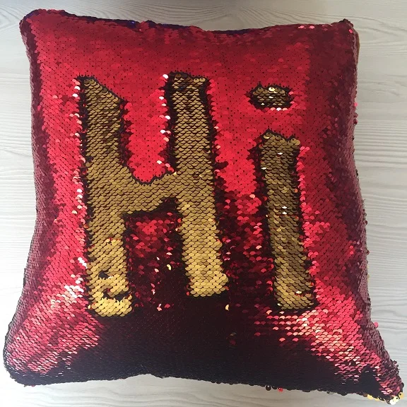 

Mermaid Sequin Cushion Cover Magical Shining Smile Decorative Wholesale Color Changing Reversible Patchwork Solid Pillow case