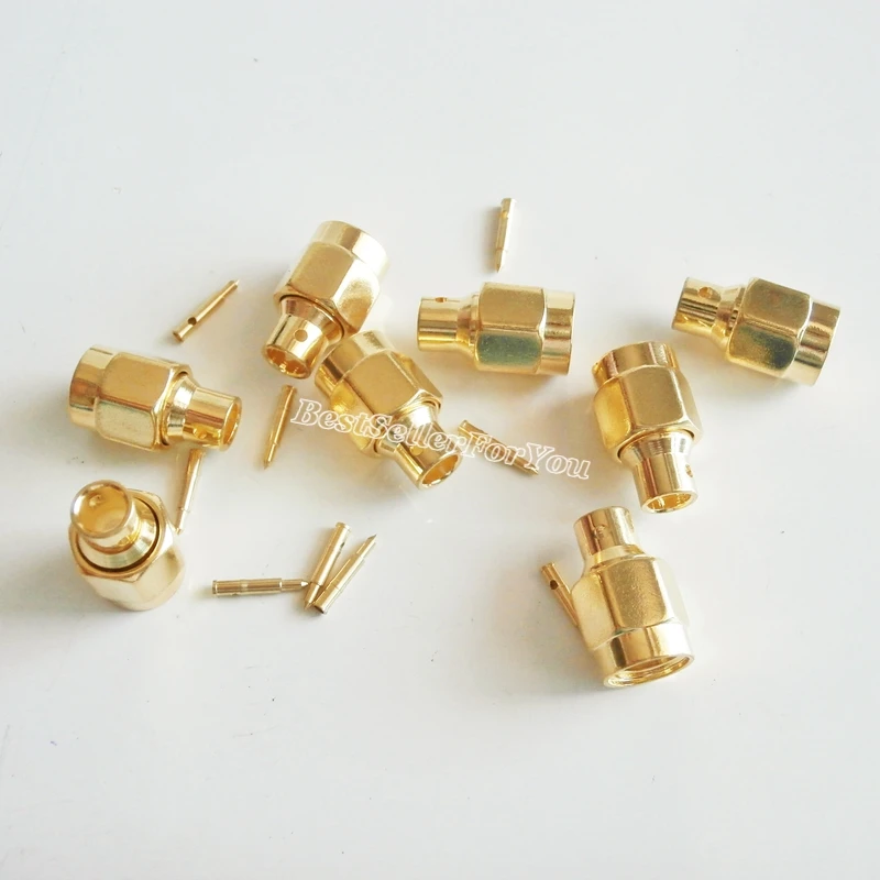 

10Pcs SMA solder plug Male straight connector For semi-rigid RG402 0.141" cable