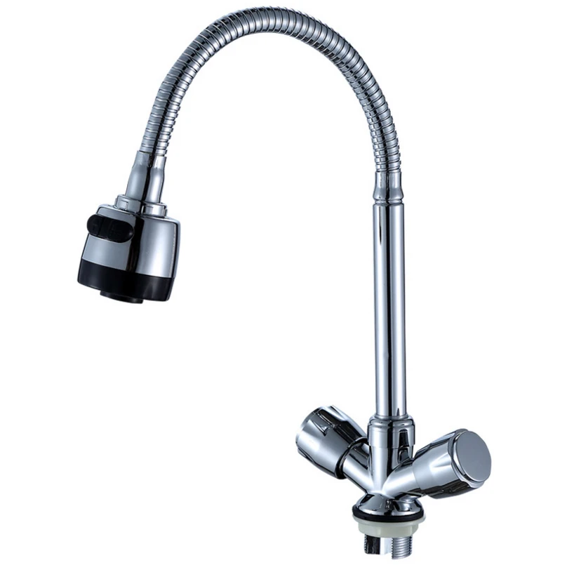 

Free shipping Hot selling Dual handle single hole kitchen faucet by zinc alloy kitchen tap with polished kitchen tap