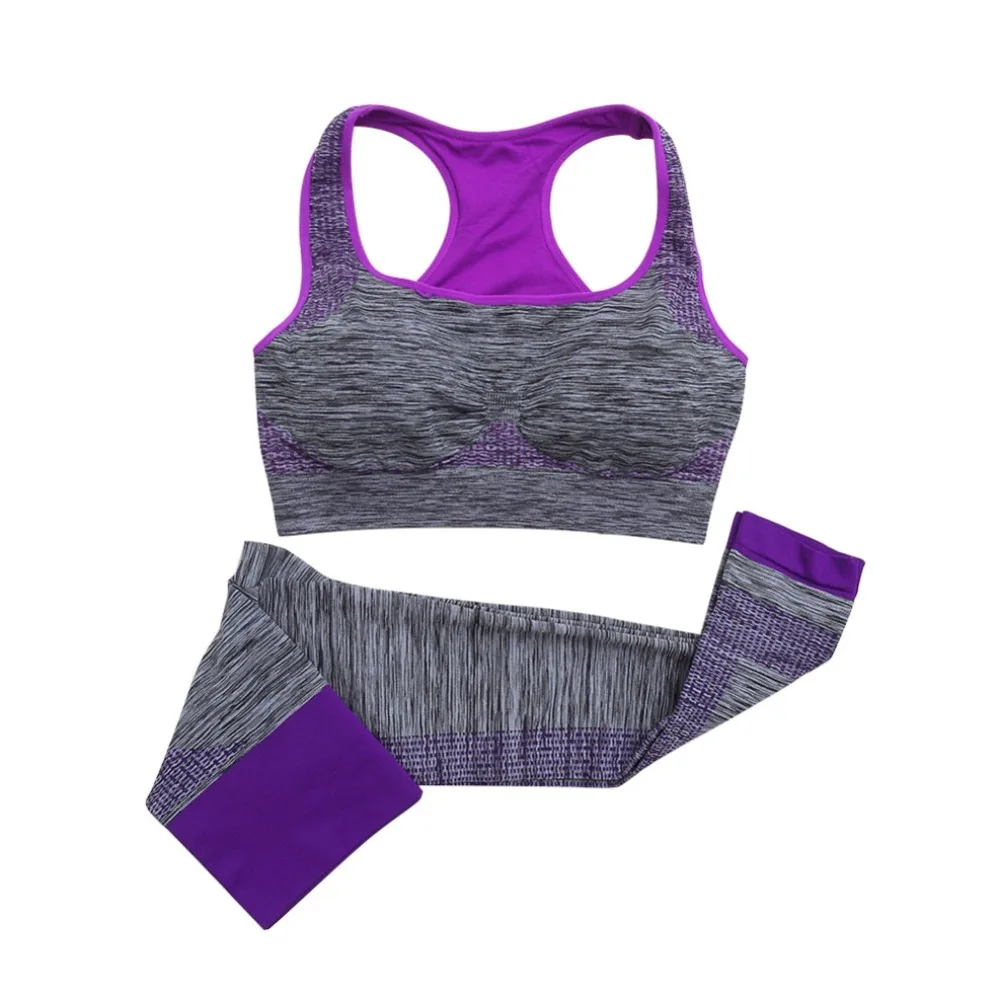 

2pcs Women Sport Yoga Set Fitness Stretch Seamless Bra Tank Top+Pants Leggings Set Fitness Workout Elastic Breathable Sports Set