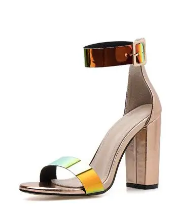 Г.; модные босоножки на высоком каблуке с открытым носком; женская обувь; летние туфли-лодочки; женская обувь; Sandalias Mujer - Цвет: Золотой