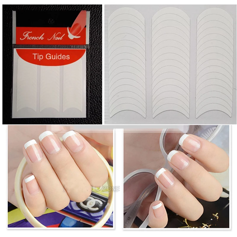 

Mix Shape Form Guide holografische folie Stickers Tips Design French Manicure Nail Art Fringe DIY Salon Stencil Professional