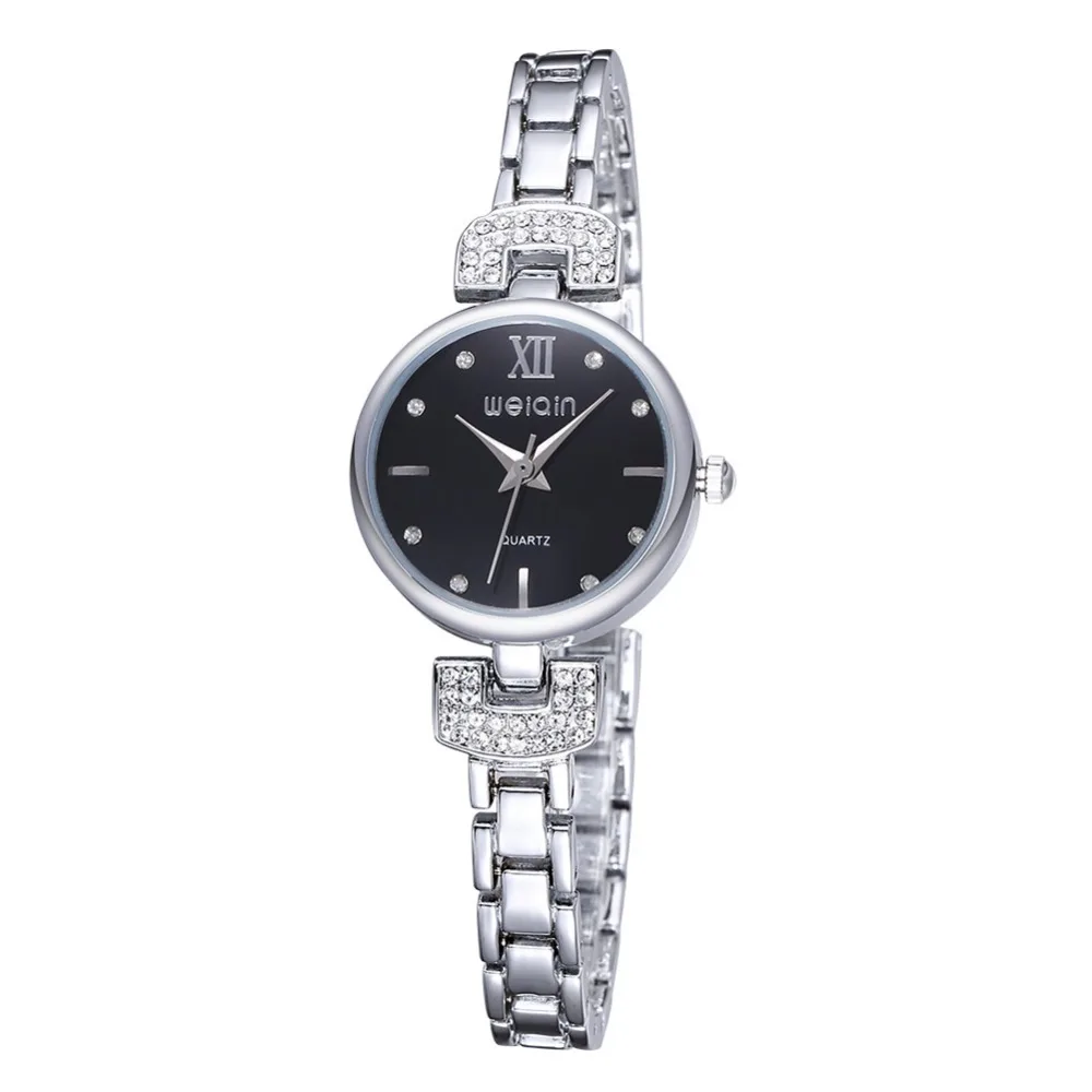 WEIQIN Bling Crystal Women Girl Stainless Steel Quartz Wrist Watch Bracelet Analog Ladies Dress Quartz Watches