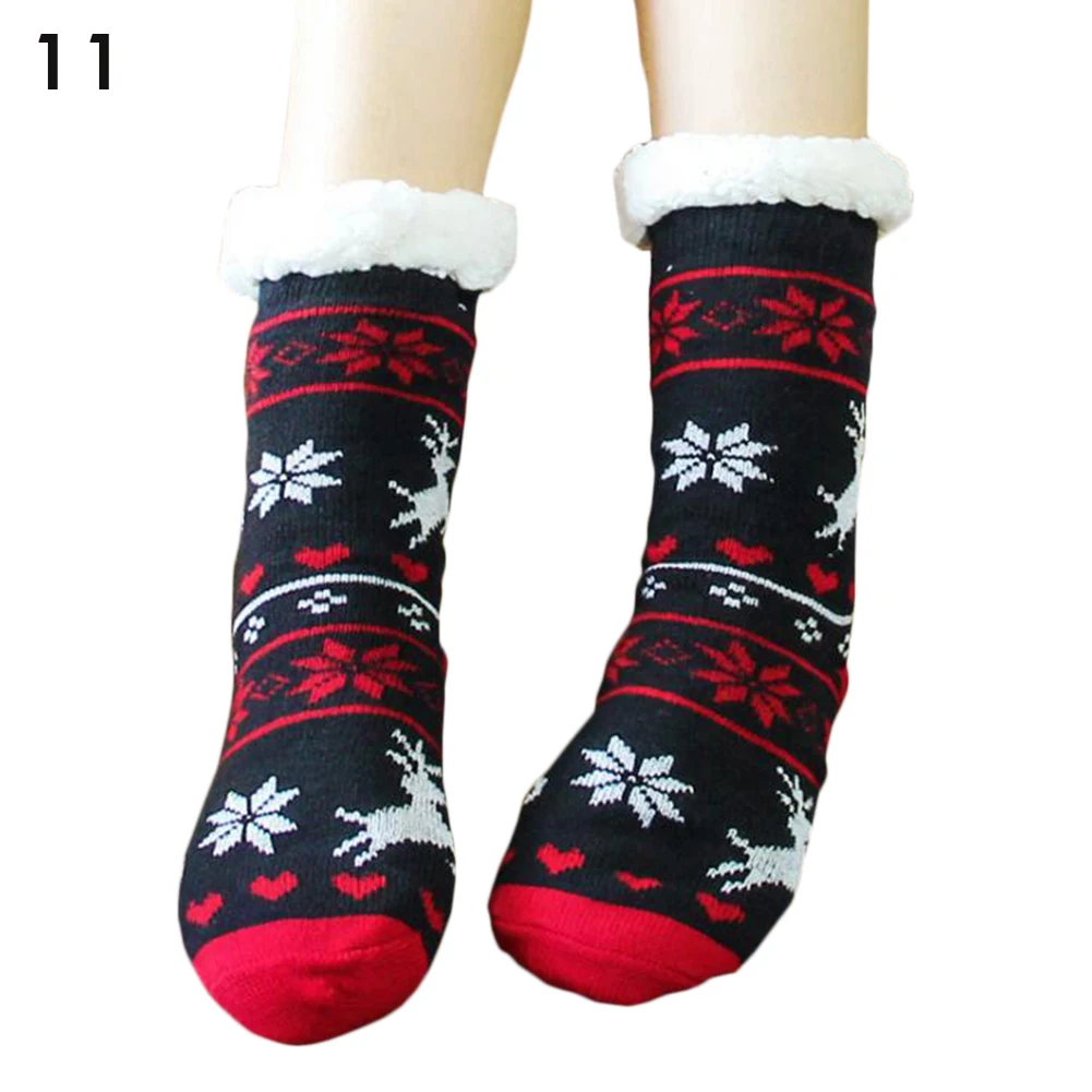 Женские зимние носки, мягкие, теплые, уютные, пушистые, с флисовой подкладкой, рождественские толстые носки, подарок с захватом, тапочки, женские модные носки - Цвет: 11