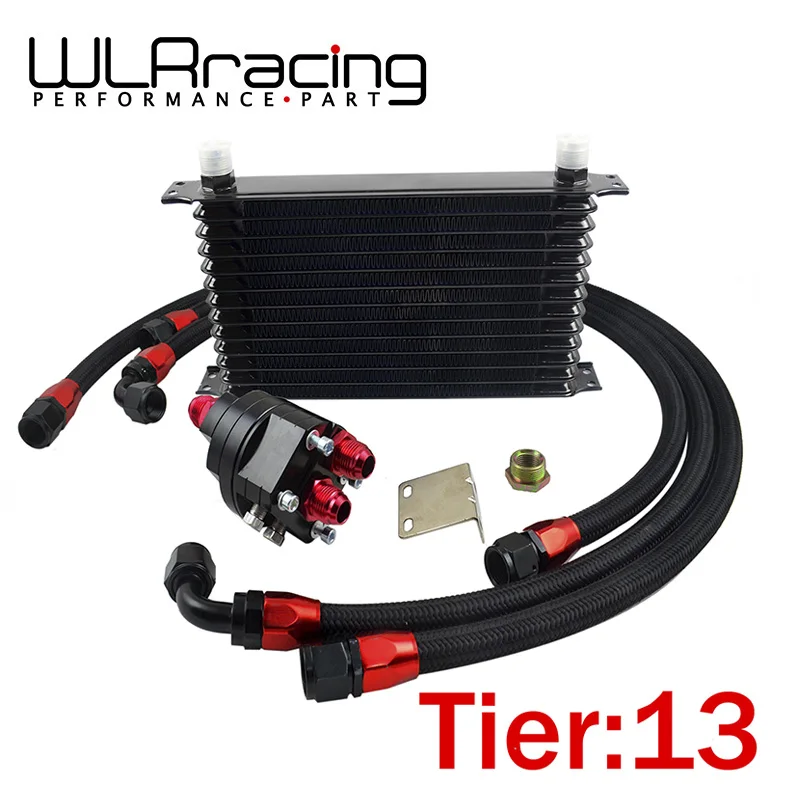 

WLR RACING - Universal 13 Row 10AN Aluminum Engine Transmission Oil Cooler Relocation Kit