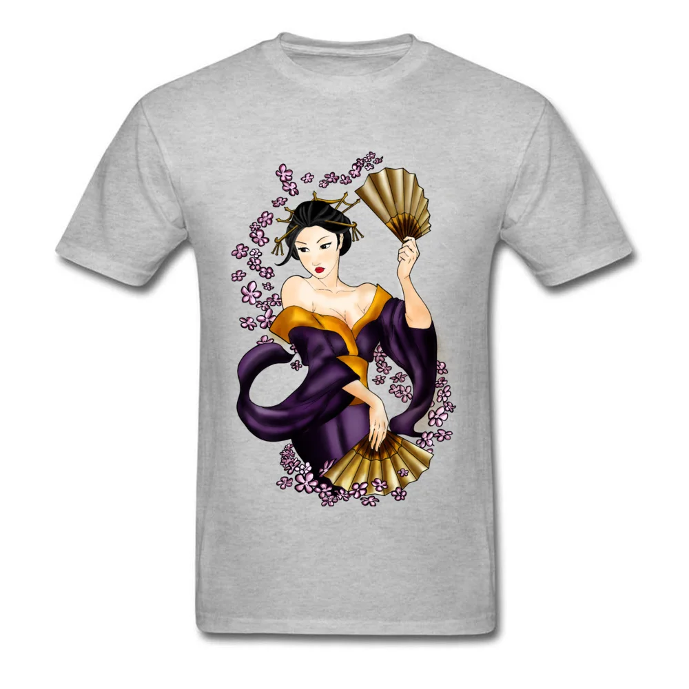 New Arrival Men's Tops Shirt GEISHA Custom Tshirts All Cotton Short Sleeve Leisure T Shirt Round Collar Drop Shipping GEISHA grey