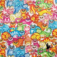 140 см Ширина красочные кошки белая хлопковая ткань для девочек одежда домашний текстиль наволочка шитье лоскутное DIY-BK459