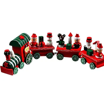 

Charming 4 Piece Wood Wooden Christmas Xmas Santa Train Ornament Decoration Gift Toy 24.5cm