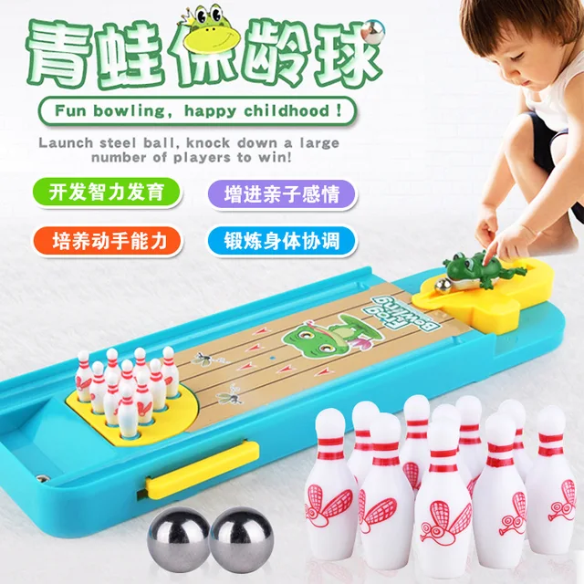 US $10.20 Mini Parent-child Interactive Toy Frog Bowling Table Educational Board Game Launcher Puzzl Game Roo