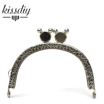 

KISSDIY 20pcs/lot 8.5cm Silver Metal Purse Frame coin kiss clasp Handle for Bag diy bags hardware accessory wholesale