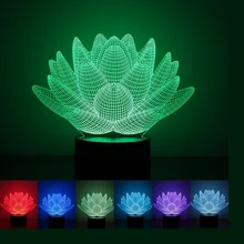 Цветок лотоса 3D USB Led Night Light 7 Цветов Изменение Новогоднее Настроение Лампы Сенсорный Кнопка Дети Гостиная, Спальня Стол, рабочий стол Освещения