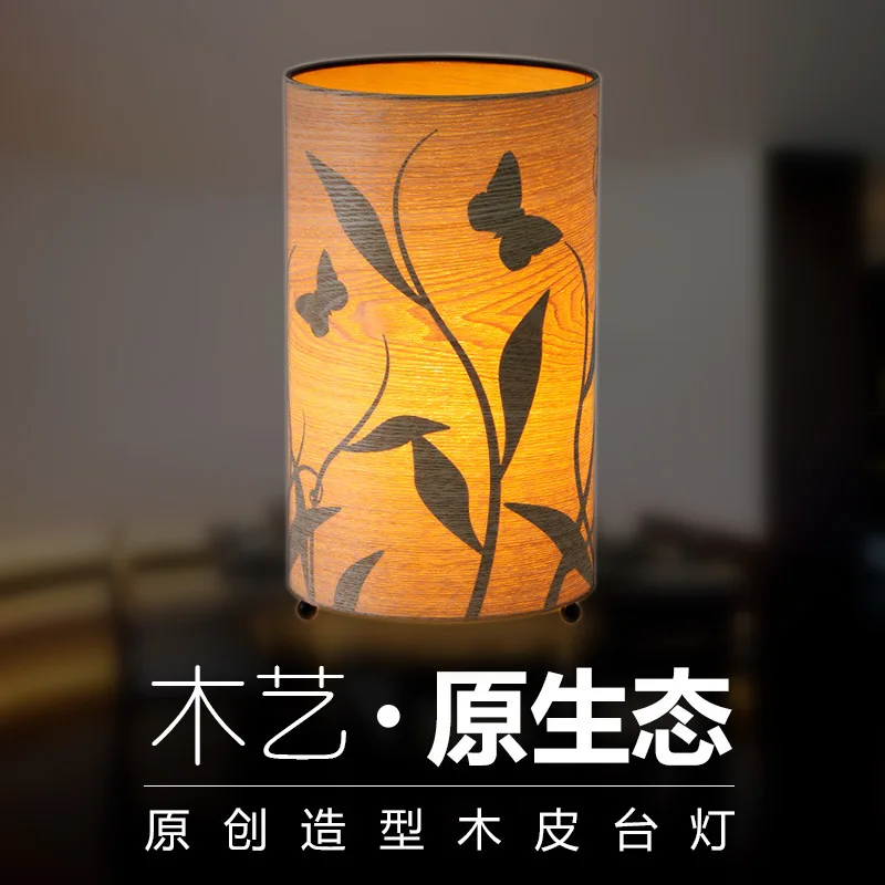 

a bed lamp Antique wood veneer silhouette lamp Warm warm light lamp Engineering decoration wholesale teahouse desk lamp