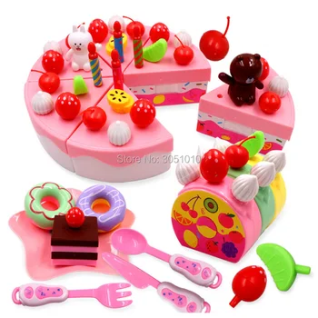 

39-86Pcs DIY Pretend Play Birthday Cake Toy DIY Fruit Cream Christmas Gift Set Children Kids Pretend Play Toys set Gift For Girl