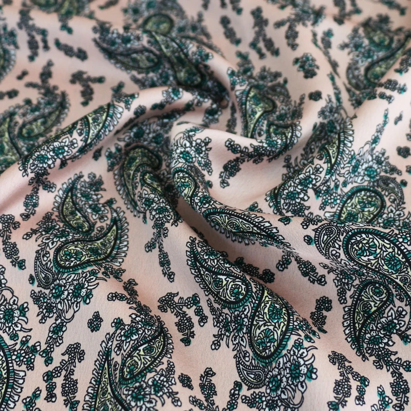 

Ethnic Paisley Print Lycra satin Fabric Scarf Charmeuse fashion dress sleepwear Crepe Satin cloth material 100cm*148cm