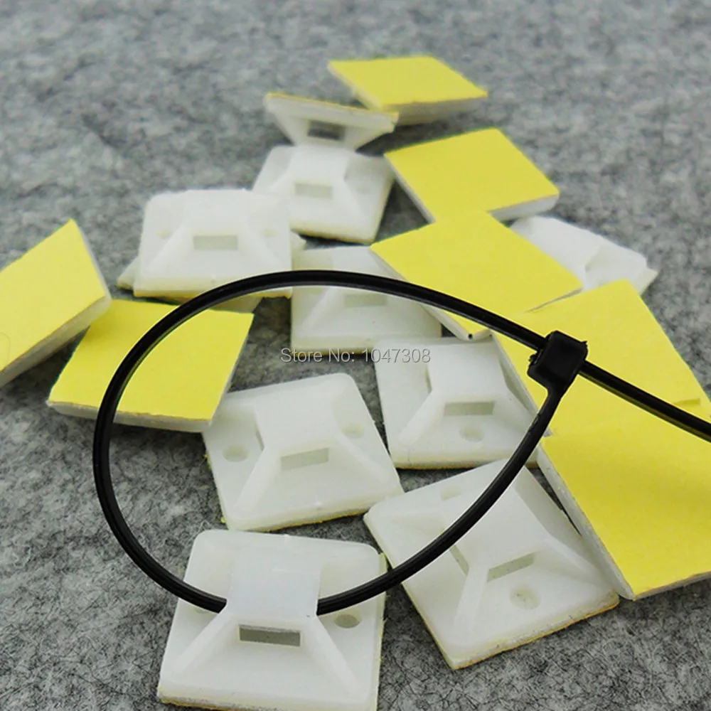 100pcs Self Adhesive Cable Zip Tie Mount Base Holder Clip Bracket