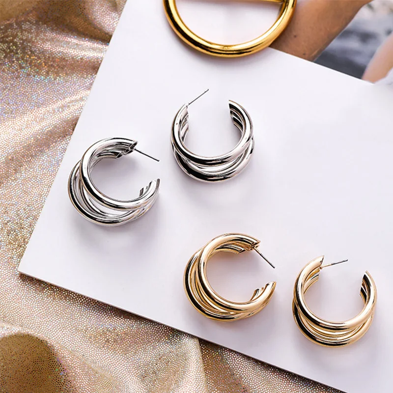 

Korea Simple multi-Circle stud Earrings Ear Ring Earrings For Women Girl Female Party Elegant Fashion Jewelry