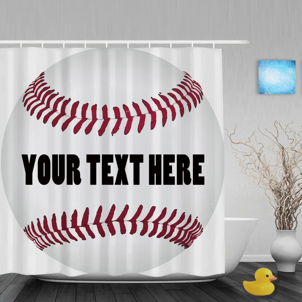 Customize Baseball With Name Shower Curtain Custom Sports Theme
