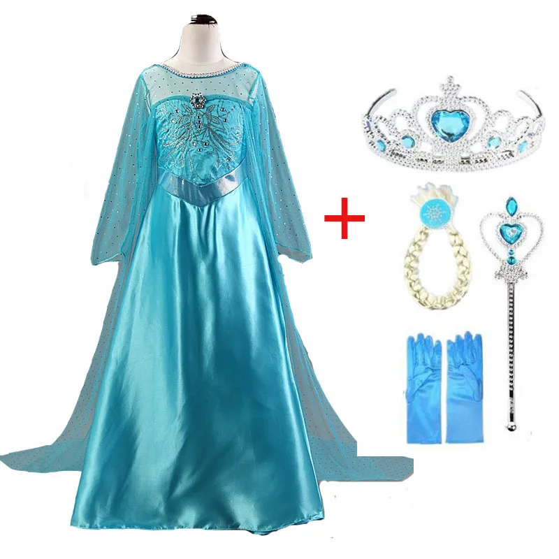 New Elsa Dress Girls Princess Anna Elsa Costume Halloween Elza Cosplay Costume Long Sleeve Dress for Kids Fantasia Vestidos