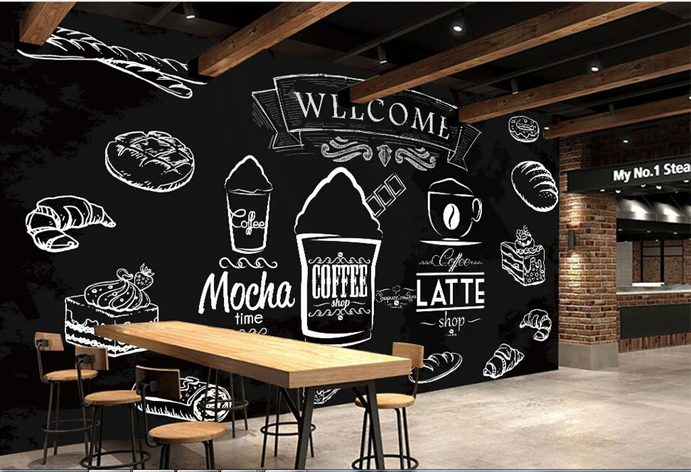 Custom food shop wallpaper,Coffee bread,3D modern murals for the cafe