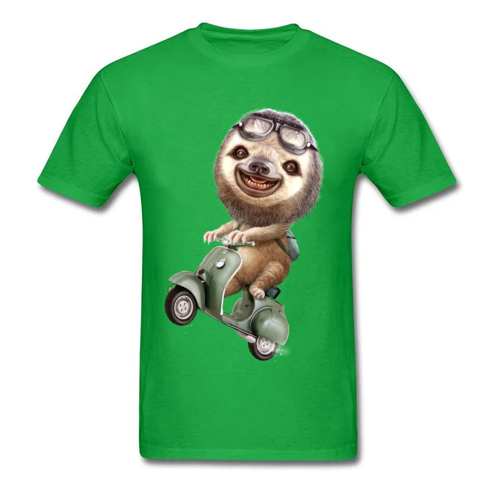 RUNAWAY SLOTH T-shirts Cool Short Sleeve Fashionable Round Neck Cotton Fabric Tops Shirt Clothing Shirt for Men Fall RUNAWAY SLOTH green