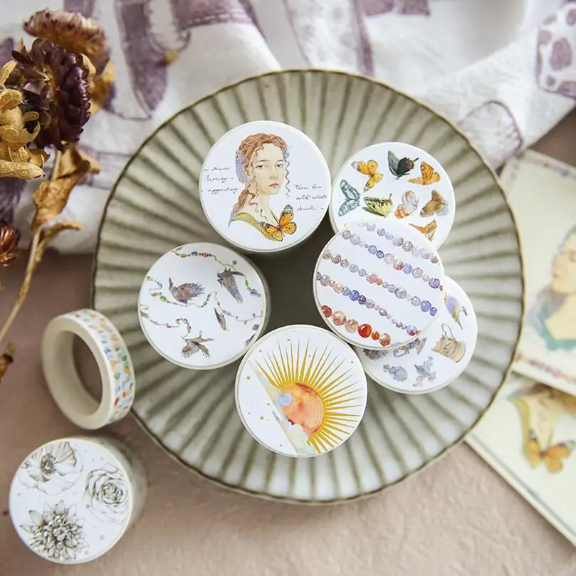 

Retro European Flowers Diamond Poetry paper washi tape Set pure masking tapes Decorative stickers DIY Stationery school supplies