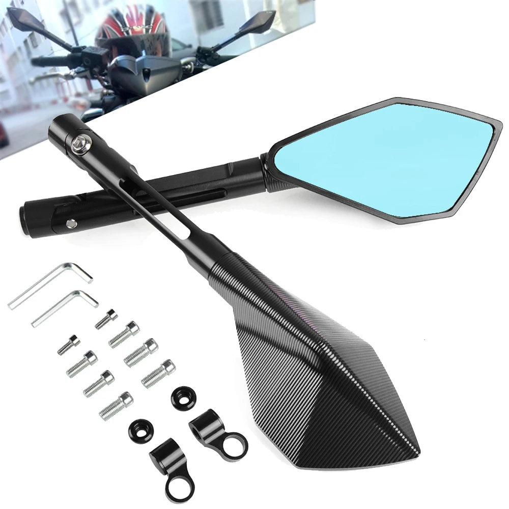 

For Kawasaki Z900 Z750 Z800 Z1000 Motorcycle Aluminum Rear View Mirrors Blue Glass Rearview Side Mirror Black Gold Red Orange