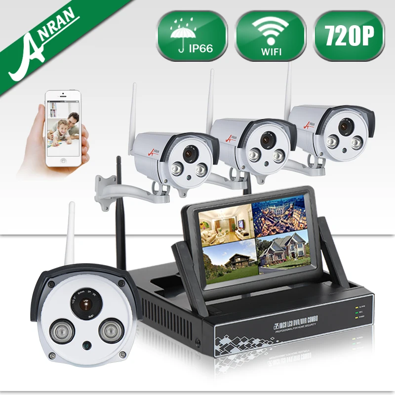 

ANRAN Wireless 7" LCD Screen Wifi NVR Kit 720P HD AUTO-PAIR Outdoor Waterproof Security Camera System 1TB HDD Included