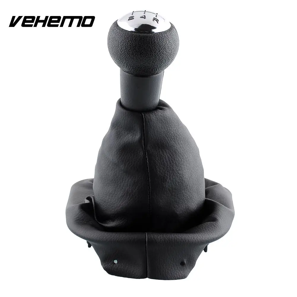 Vehemo Black 5 Speed PU Gear Shift Knob Boot For Peugeot 307 Repair Auto Replacement Parts