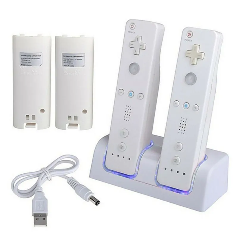 2019 Dual Controller Battery Charging Dock Station Pack for Nintendo Wii Gamepad Charger with LED Light | Электроника