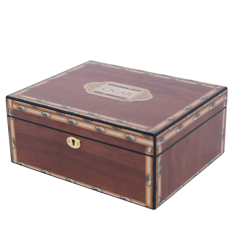 Luxury Retro Style Double-deck Removable Tray Cigar Humidor Nice Storage Box W/ Hygrometer, Humidifier CH-W80