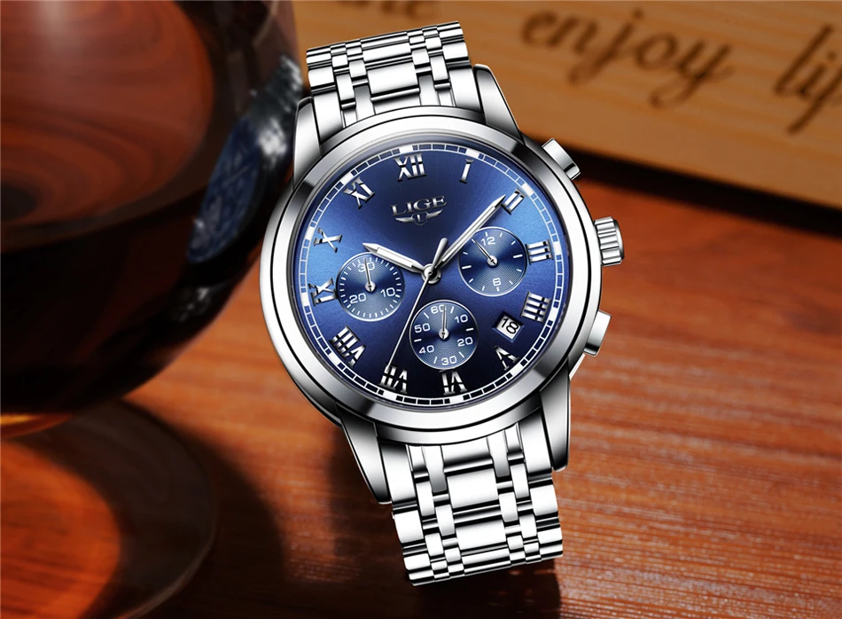 LIGE Men Watches Top Luxury Brand Full Steel Waterproof Sport Quartz Watch Men Fashion Date Clock Chronograph Relogio Masculino sports watch